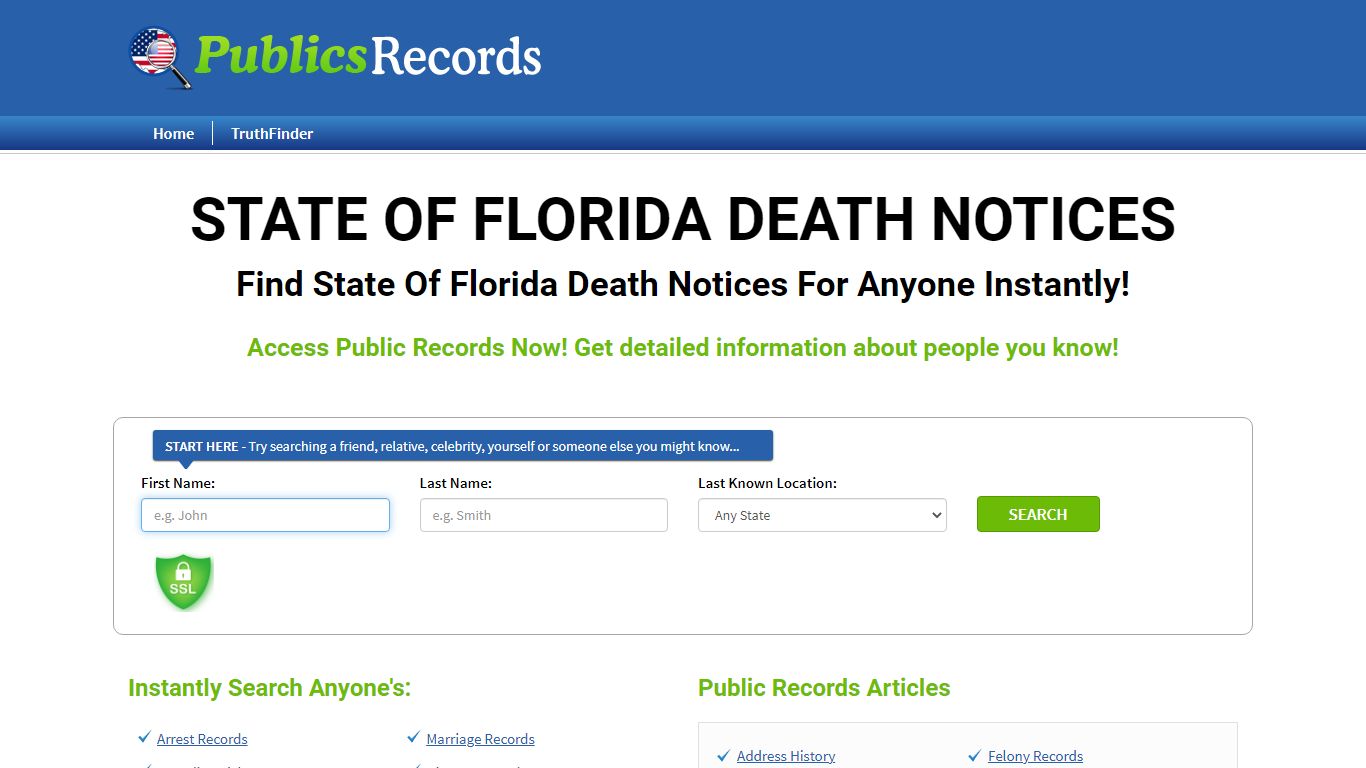 Find State Of Florida Death Notices For Anyone Instantly!